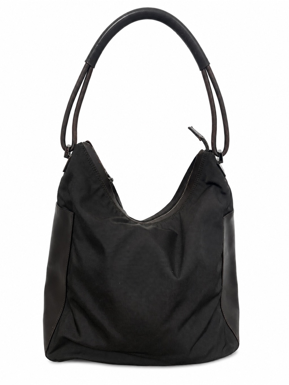 Vintage Gucci Black Nylon Leather Hobo Shoulder Bag Made in Italy Y2K